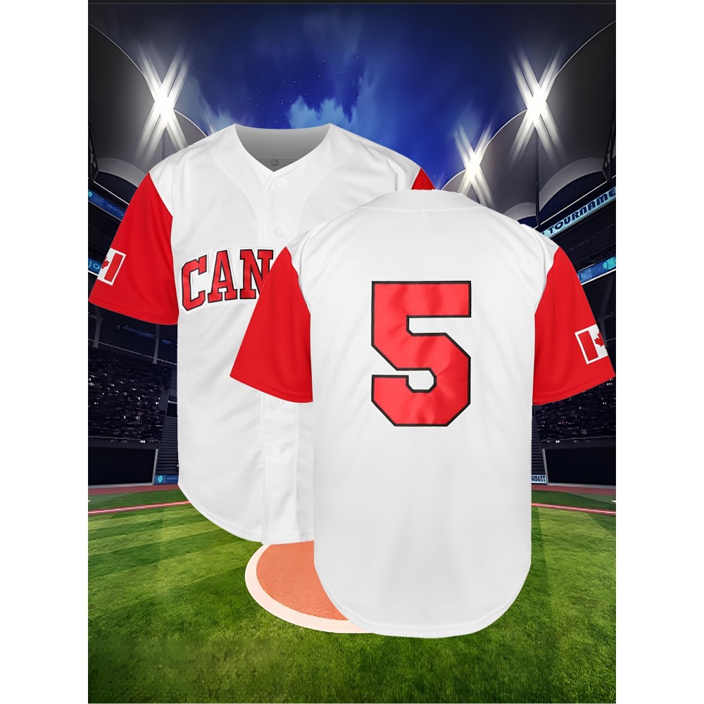 Men'S American Baseball Jersey Classic # 5 Embroidered Design Short Sleeved Breathable Shirt Suitable For Training And Games