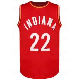 Men'S #22 Indiana Red Basketball Jersey, Sleeveless Polyester Tank Top, Classic Stitched Sports Shirt, Breathable Microfiber, Round Neck, Perfect for Basketball Fans, Casual & Outdoor Activities
