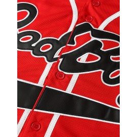 Men's Baseball Jersey #10 Red V-Neck Breathable Loose Fit with Bad Boys & Number 10 Design, Machine Washable for Sports, Casual Outings, Parties (Sizes S-3XL), Outdoor Activities Apparel | Sporty Vneck Style | Detailing