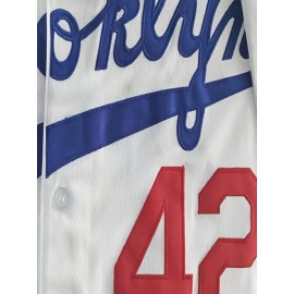 #42 White Baseball Jersey Stitched Polyester Men'S Retro Baseball Shirt Button Short Sleeved Baseball Top S-3XL Hip Hop Clothes