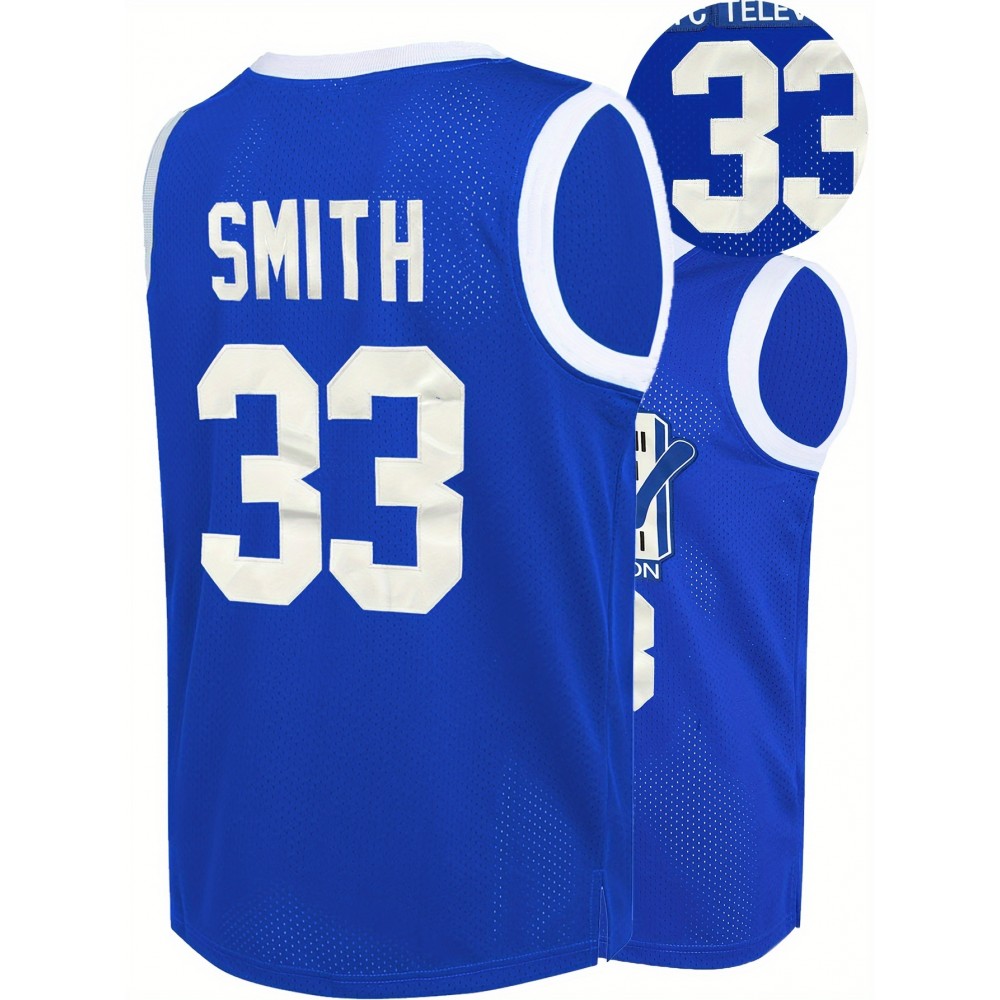 1pc Men's Embroidered #33 Basketball Jersey - Polyester Sports Tank Top, Crew Neck, Loose Fit, Knit Fabric, for Party, Vacation, Outdoor Activities - Four Seasons Athletic Wear, Versatile Jersey Wear | Streetwear Fashion | Embroidered Details