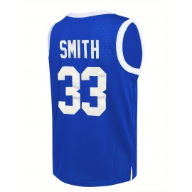 1pc Men's Embroidered #33 Basketball Jersey - Polyester Sports Tank Top, Crew Neck, Loose Fit, Knit Fabric, for Party, Vacation, Outdoor Activities - Four Seasons Athletic Wear, Versatile Jersey Wear | Streetwear Fashion | Embroidered Details
