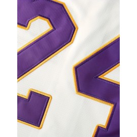 Men'S #24 White Baseball Jersey Stitched Polyester Men'S Retro Baseball Shirt Button Short Sleeved Baseball Top S-3XL Hip Hop Clothess