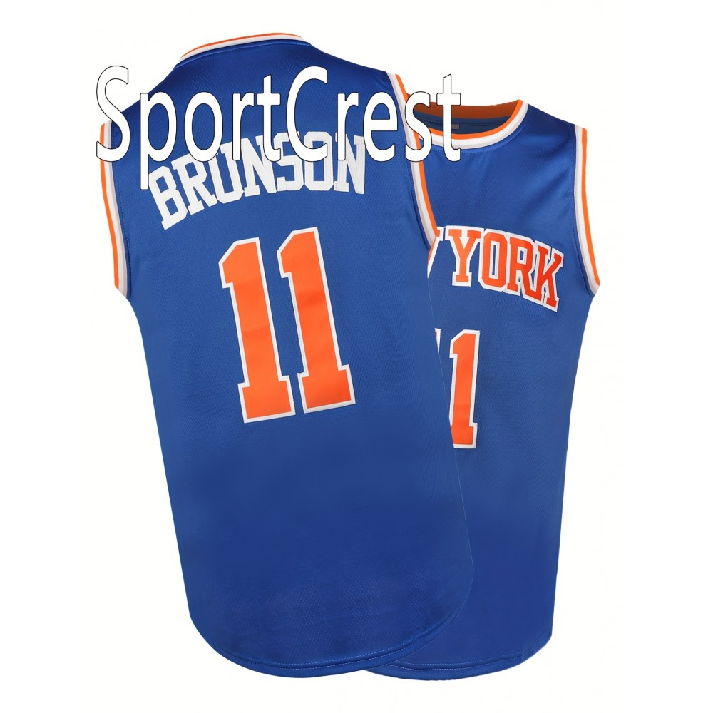 Men's New York Embroidered 11 Basketball Jersey - Sleeveless Polyester Tank Top with Loose Fit, All-Season Comfort for Sports, Casual & Outdoor Activities - Gift for Fans, Sports Fan Apparel, Sporty Design, Durable Sportswear