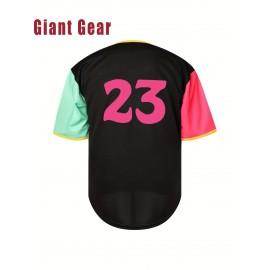 Men'S # 23 Black Baseball Shirt 100% V-neck Sweatshirt Loose Fit Button Closed Casual And Sportswear Multi Functional Running Training Hiking Cycling Fishing Ideal Size S-3XL