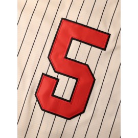 Men'S Baseball Jersey # 5 Beige Baseball Sports Shirt Suitable For Sports Games On The Street S-XXXL