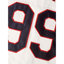 Men's Retro Baseball Jersey with Embroidered Number 99 & Names - Polyester V-Neck Loose Fit Button-Up Shirt for Sports, Halloween, Christmas Parties (S-3XL), Festive Occasion Attire | Casual Baseball Shirt | Durable Fabric