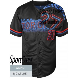 Men's Retro Baseball Jersey Number 27 - Black Polyester V-Neck Loose Fit with Full Embroidery, Moisture-Wicking & Machine Washable - All-Season Casual & Sports Wear (S-3XL), Outdoor Activity Apparel | Sporty Look | Durable Embroidery, Best for Christmas