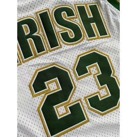 Embroidered #23 Irish Basketball Jersey, 100% Polyester Crew Neck Sports Tank Top with Slight Stretch, Unisex Sleeveless Jersey for All Seasons, Casual and Athletic Wear for Parties, Outdoors, and Sport Events