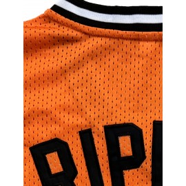 #8 Orange Baseball Jersey Stitched Polyester Men'S Retro Baseball Shirt Button Short Sleeved Baseball Top S-3XL Hip Hop Clothes