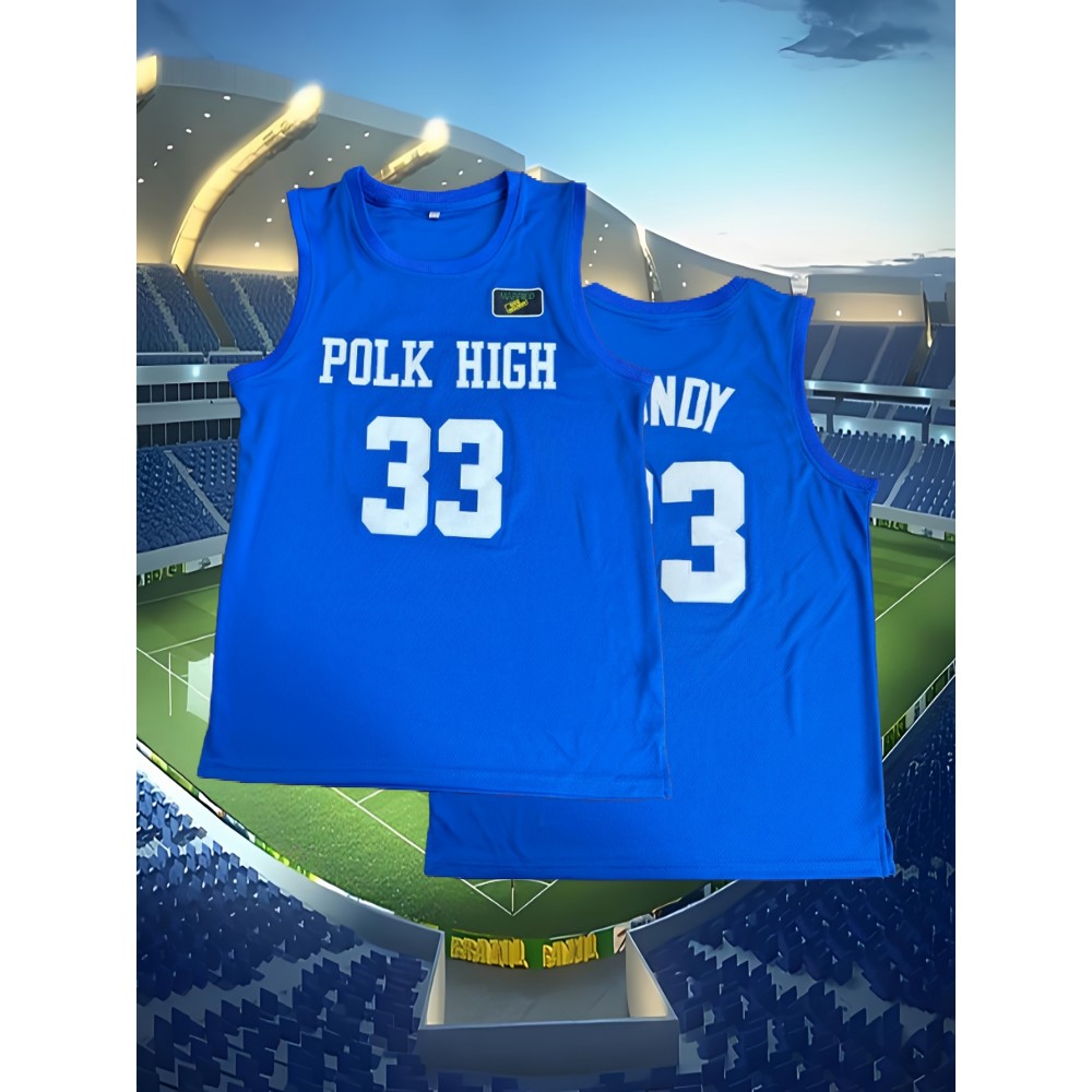 Men'S Deep Blue Basketball Top # 33 Embroidered Letter Sleeveless Sweat Wicking Breathable Tank Top Basketball Suit, SizX--XXXL