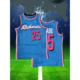 Men's #25 Classic Retro Embroidered Basketball Jersey - Breathable Sleeveless Vest for Training & Competitions, Polyester, Machine Washable