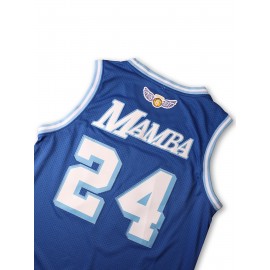 1pc Men'S Breathable Polyester Basketball Jersey, Embroidered #8-24, Crew Neck, Slight Stretch, Loose Fit, Machine Washable - Ideal for Sports, Casual, Streetwear, Parties, Sizes S-XXXL