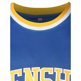 Men's #22 Crenshaw Embroidered Basketball Jersey - Yellow with Blue Trim, V-Neck, Sleeveless Sports Uniform for Streetball, Parties & Casual Wear, Sizes S-XXXL