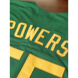 Men'S #55 Green Baseball Jersey, Embroidered Short-Sleeve Baseball Jersey, V-Neck Loose Button-Up Shirt, a Comfortable Top Suitable for Training And Games.