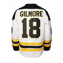 Men's #18 Ice Hockey Jersey, Embroidered Letters and Numbers Sports Top, V-Neck, Loose Fit - Ideal for Training, Outdoor Activities, Casual Wear