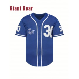 #30 Blue Baseball Shirt Loose Fit Suitable For Training, Competition, Team Sports Size S-XL