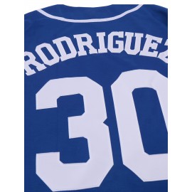 30# Youth and Children's Baseball Sweatshirt Button Shirt Men's Jersey Embroidered Retro Short Sleeve V-neck Casual Sportswear Loose Game and Party