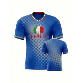 Women's Large Size Professional Sports Fabric Creative Pattern Print European National Team Soccer Jersey T-shirt, Soccer Jersey Flag Uniforms Shirts, Breathable And Lightweight, Moisture-Wicking, As Gifts For Sports Fans