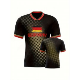 Women's Large Size Professional Sports Fabric Creative Pattern Print European National Team Soccer Jersey T-shirt, Soccer Jersey Flag Uniforms Shirts, Breathable And Lightweight, Moisture-Wicking, As Gifts For Sports Fans