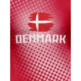 Women's Large Size Professional Sports Fabric Creative Pattern Print Denmark Home Soccer Jersey T-shirt, Soccer Jersey Flag Uniforms Shirts Breathable And Lightweight, Moisture-Wicking, As Gifts For Sports Fans