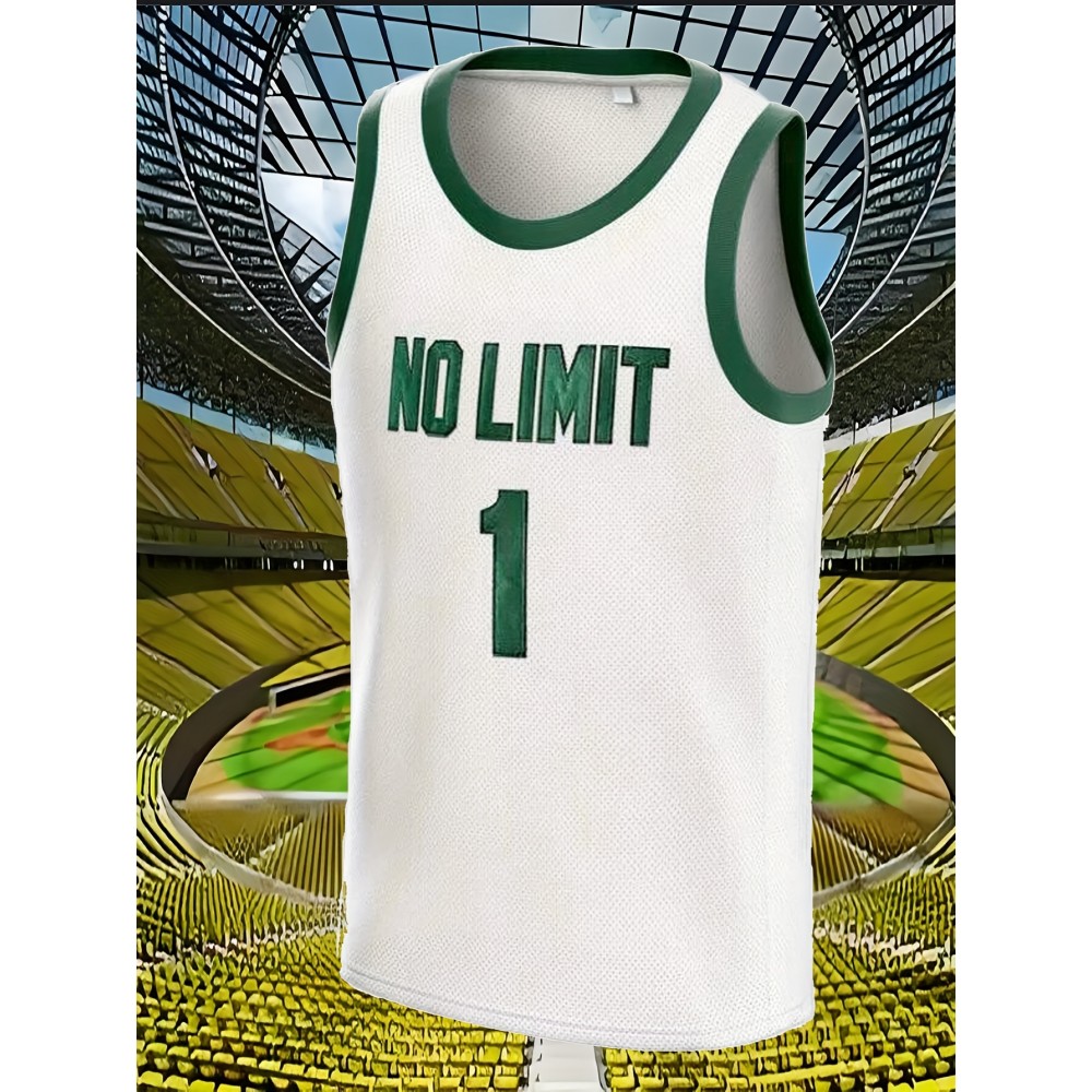 Men's #1 Classic Retro Embroidered Sleeveless Basketball Jersey - Breathable & Moisture-Wicking, Perfect for Team Training & Competitions, Available in S to XXXL